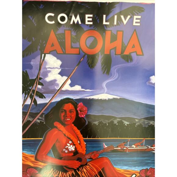 Michael Cassidy Hawaii's Big Island Art Poster 35" Come Live Aloha Retro Tiki - Picture 8 of 10